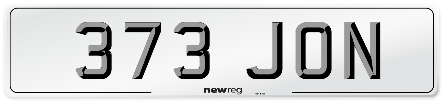 373 JON Number Plate from New Reg